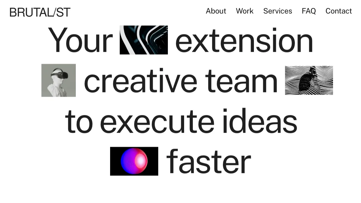Screenshot of the Brutalist Site theme homepage