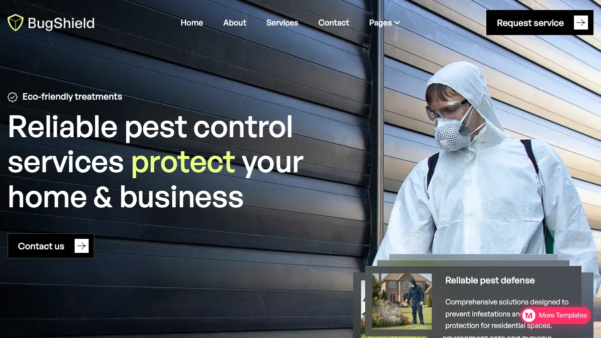 Screenshot of the Bugshield theme homepage