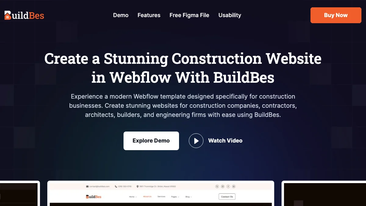 Screenshot of the Buildbes theme homepage