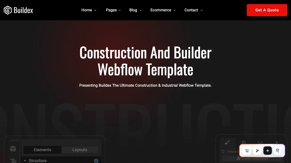 Screenshot of the Buildex theme homepage