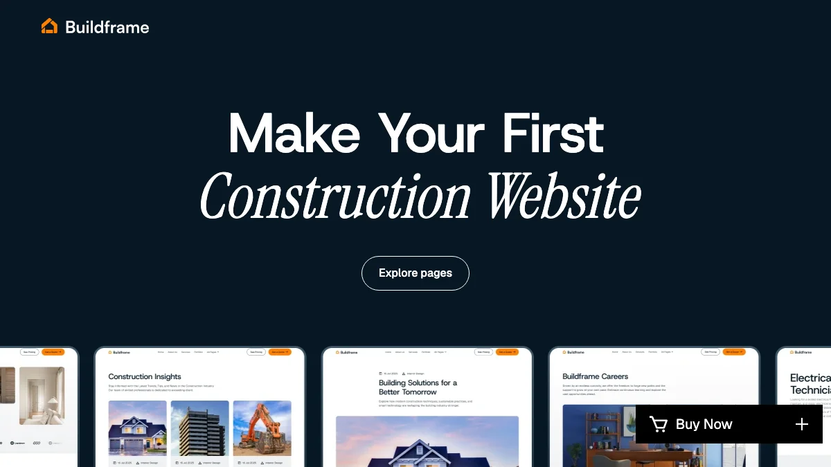 Screenshot of the Buildframe theme homepage