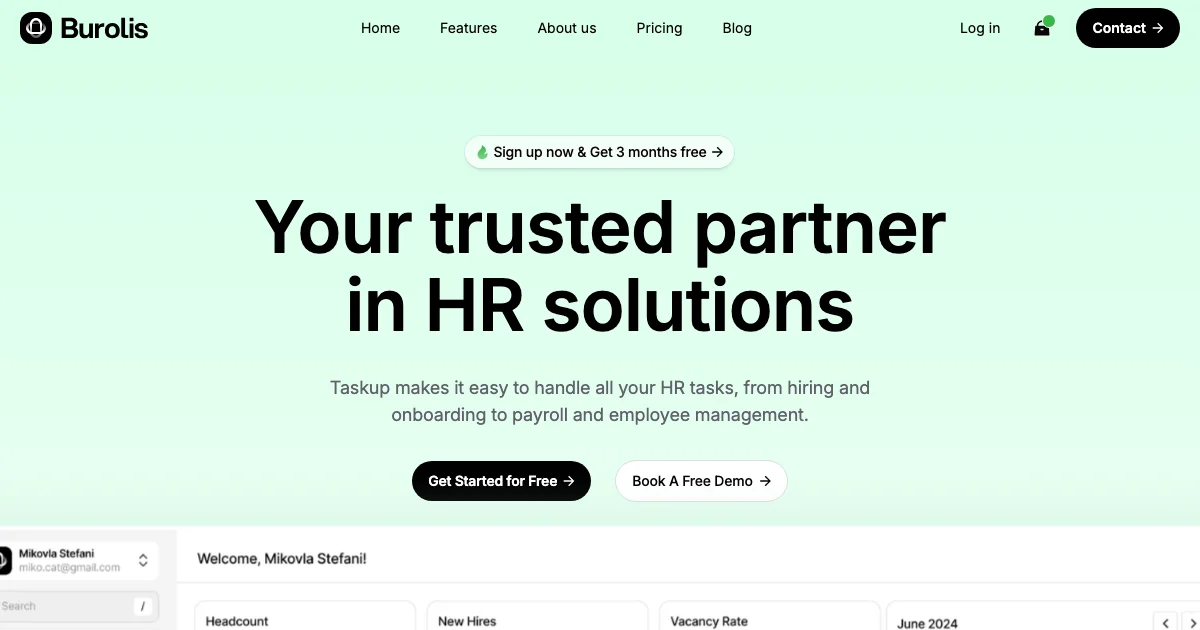Screenshot of the Burolis theme homepage