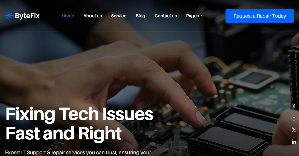 Screenshot of the ByteFix theme homepage