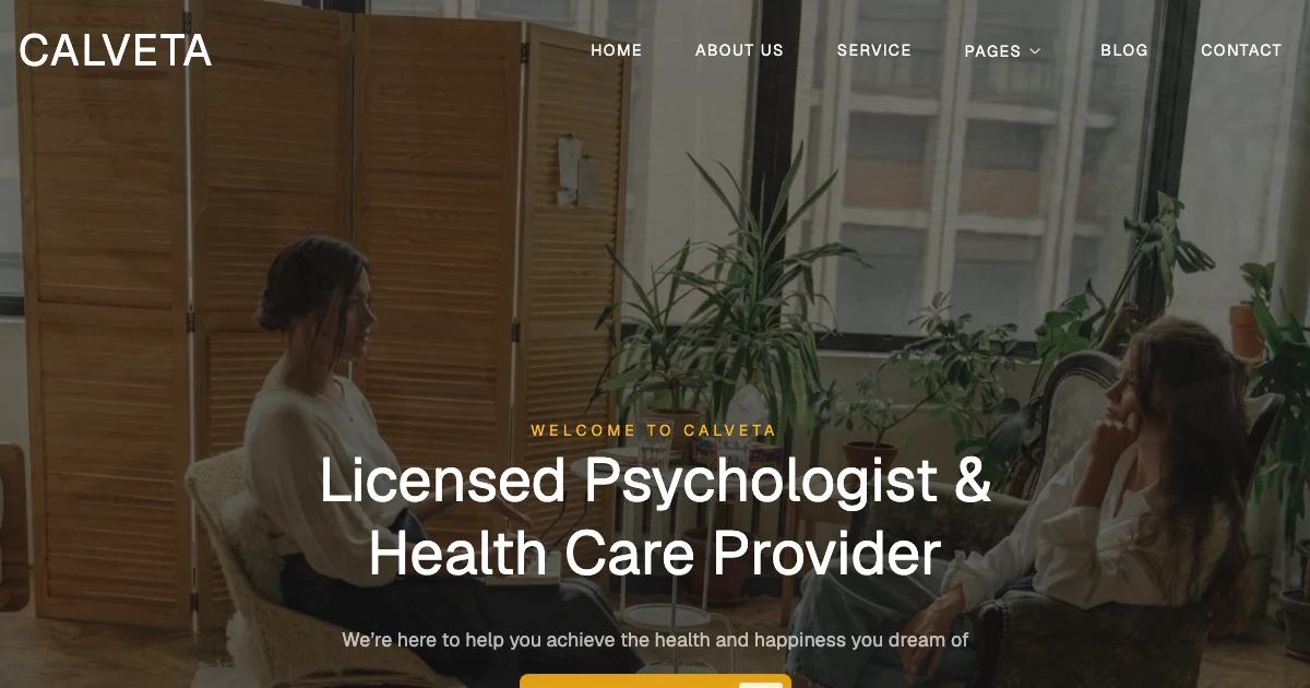Screenshot of the Calveta theme homepage