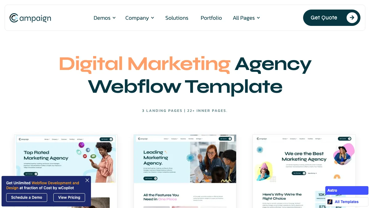 Screenshot of the Campaign theme homepage