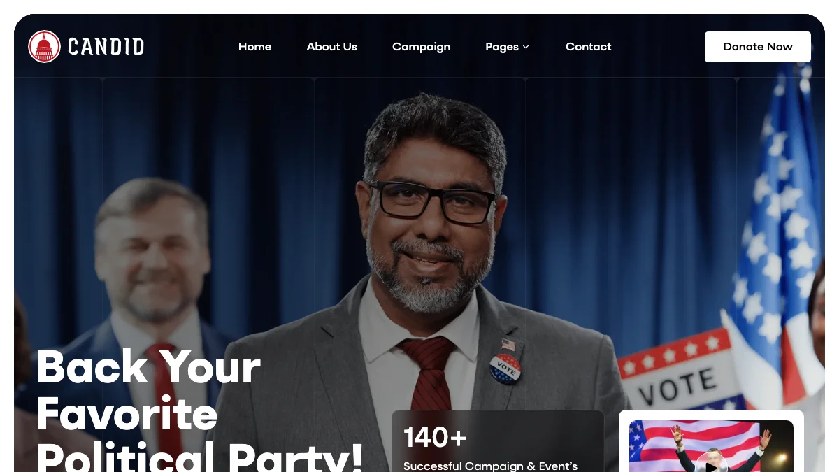 Screenshot of the Candid theme homepage