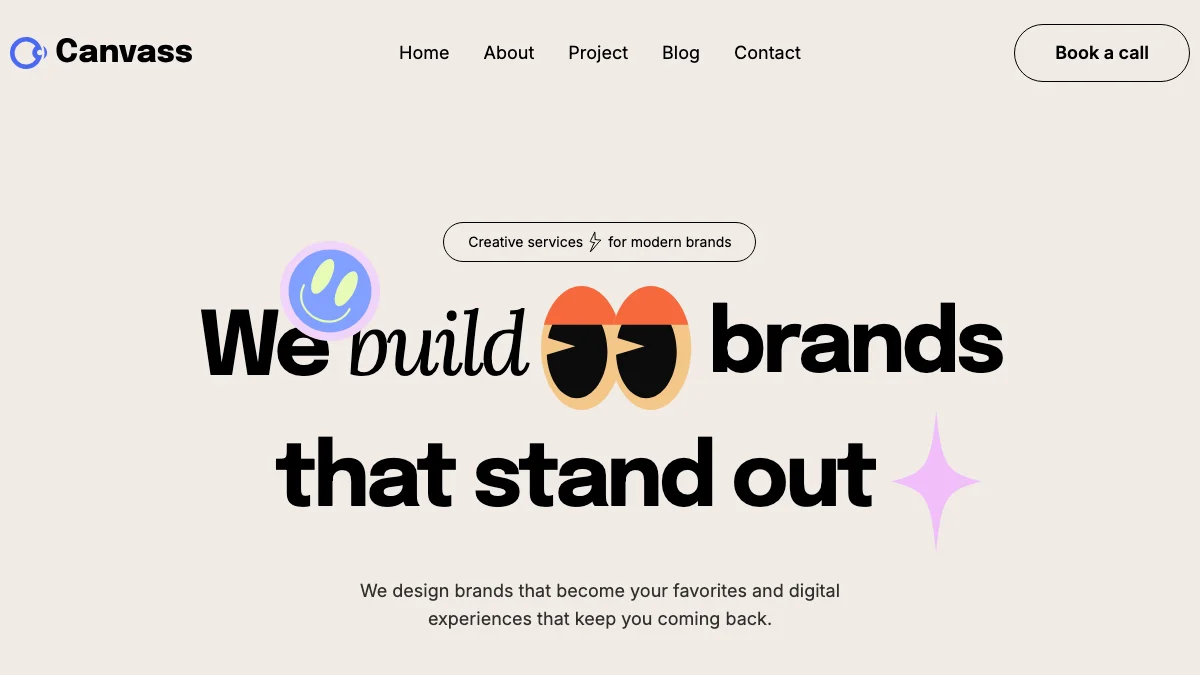 Screenshot of the Canvass theme homepage