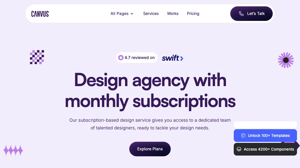 Screenshot of the Canvus theme homepage