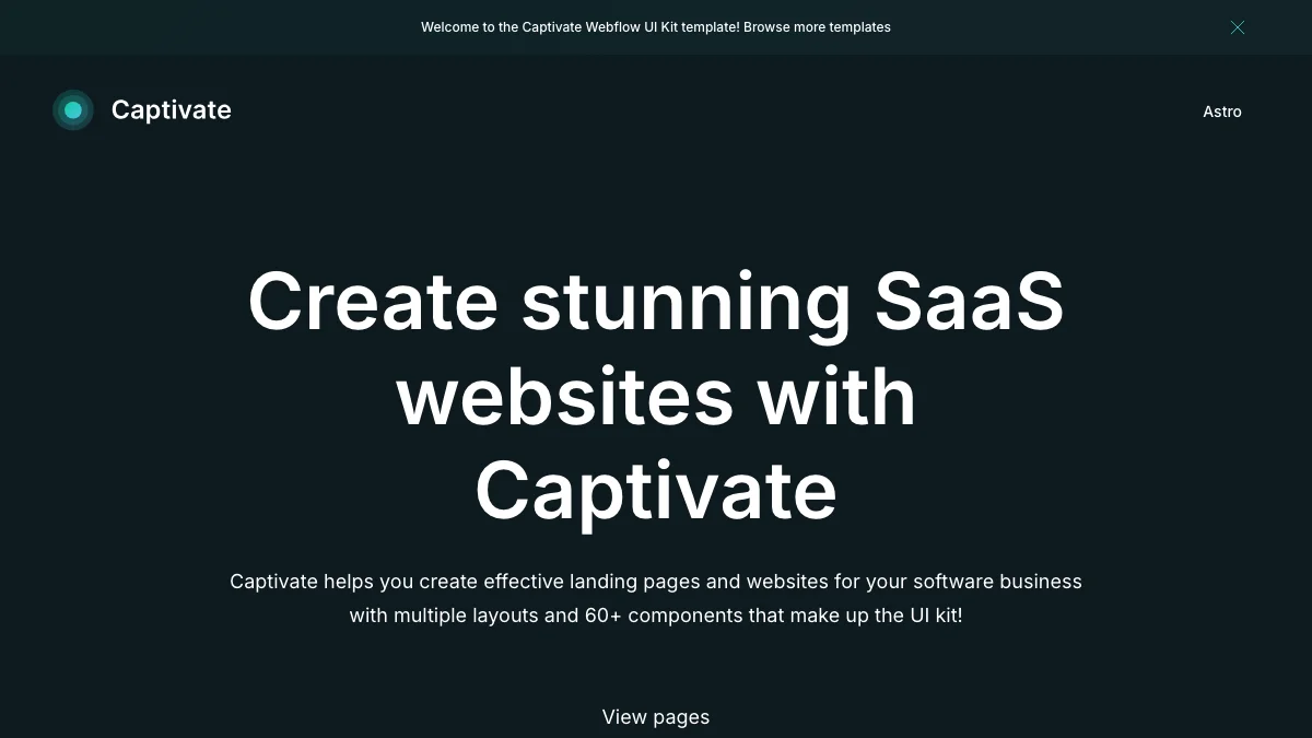 Screenshot of the Captivate theme homepage