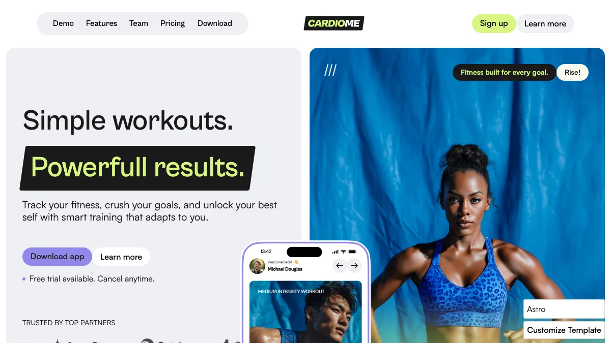 Screenshot of the Cardiome theme homepage