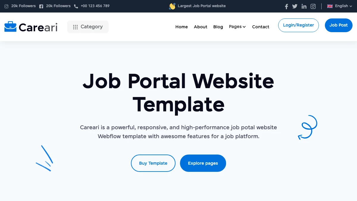 Screenshot of the Careari theme homepage