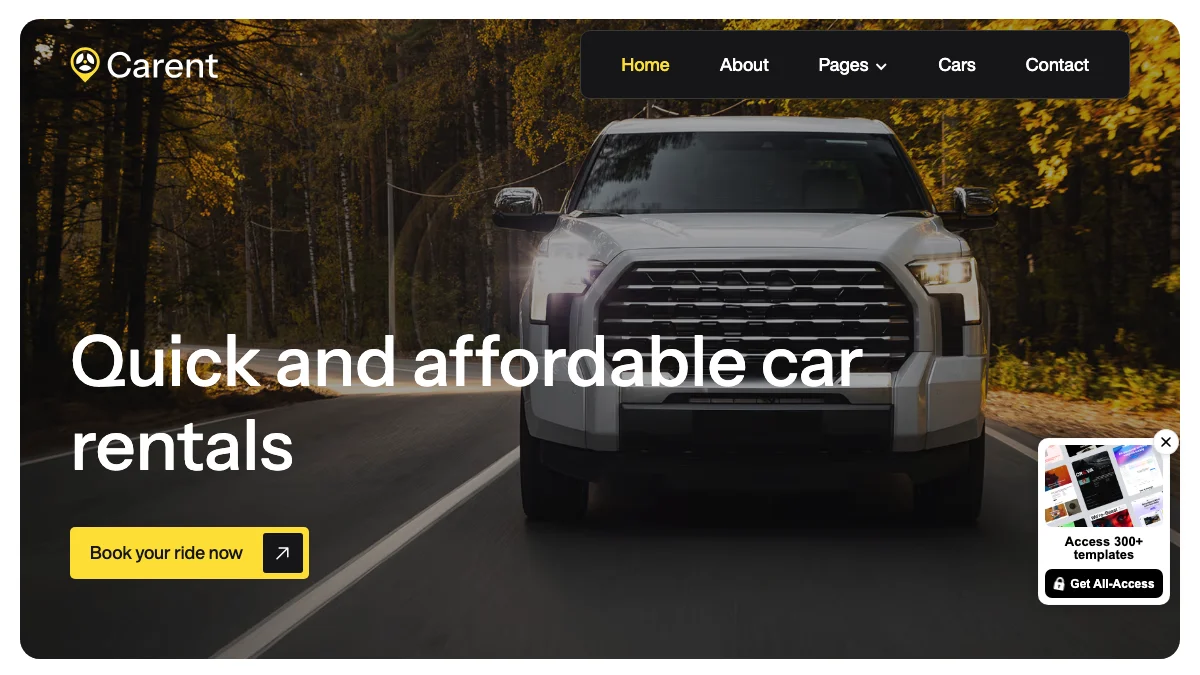 Screenshot of the Carent theme homepage