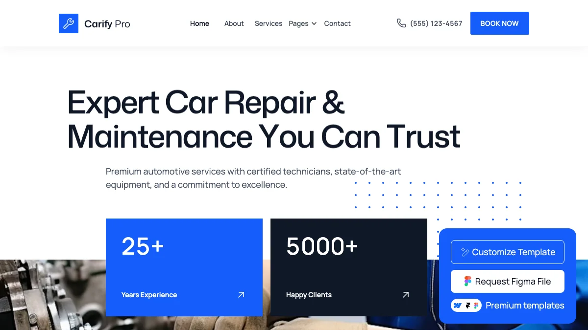 Screenshot of the CarifyPro theme homepage