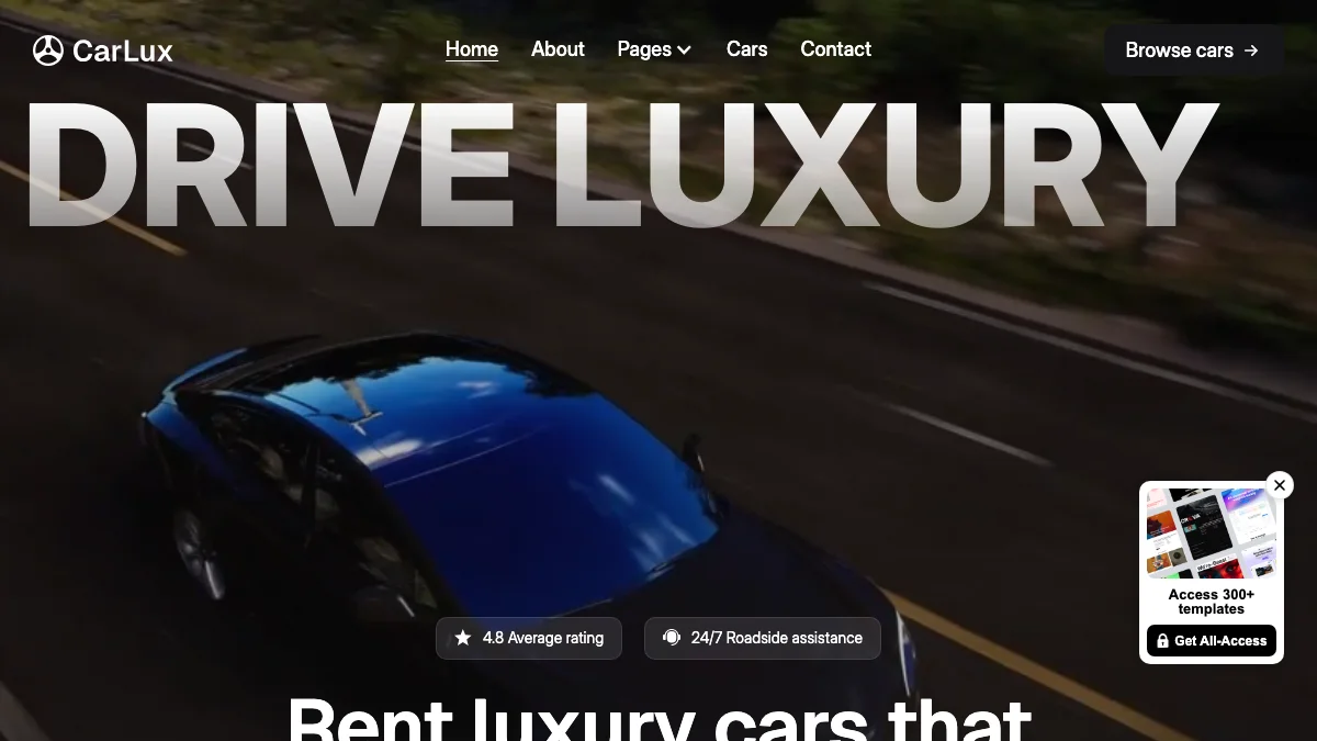 Screenshot of the Carlux theme homepage