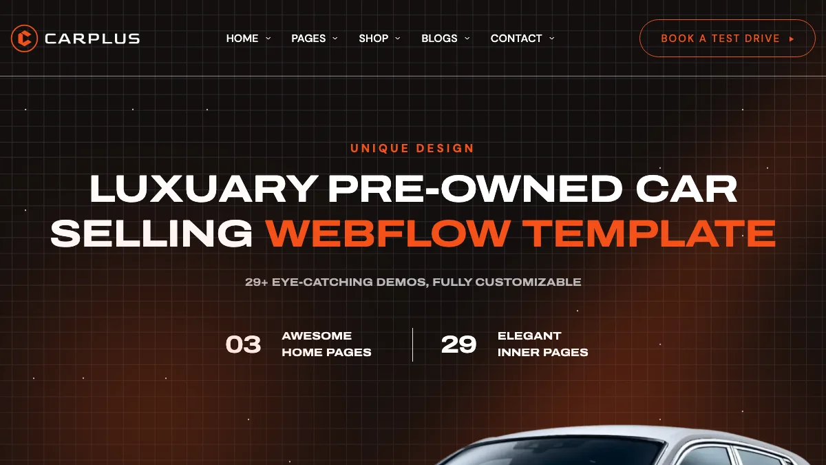 Screenshot of the Carplus theme homepage