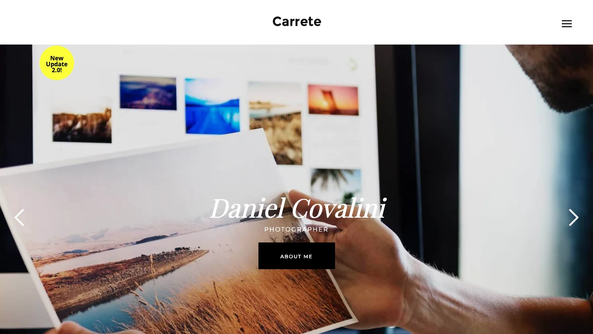 Screenshot of the Carrete theme homepage