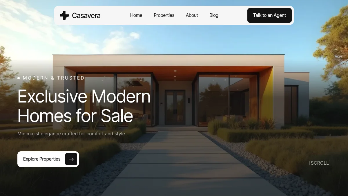 Screenshot of the Casavera theme homepage