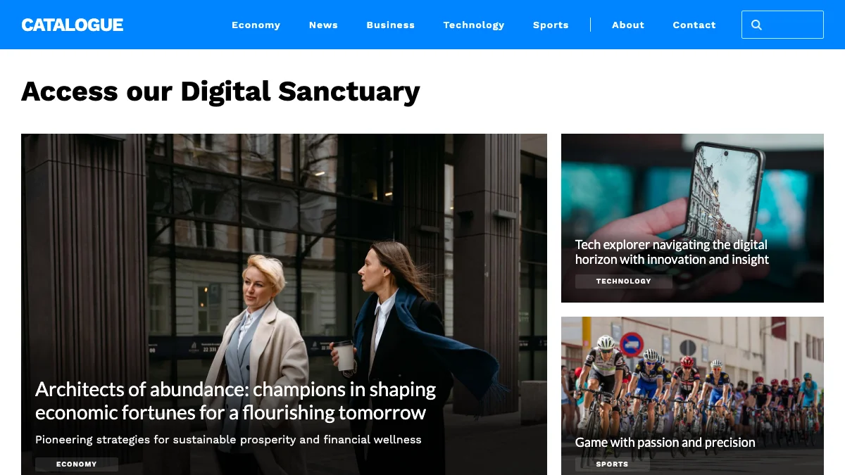Screenshot of the Catalogue theme homepage