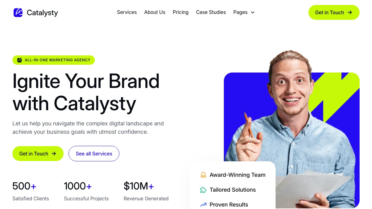 Screenshot of the Catalysty theme homepage