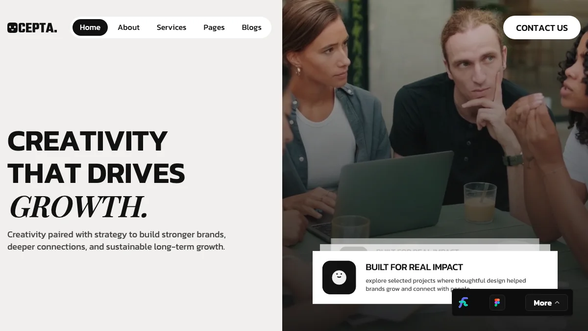 Screenshot of the Cepta theme homepage