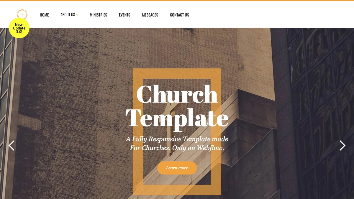 Screenshot of the Church theme homepage