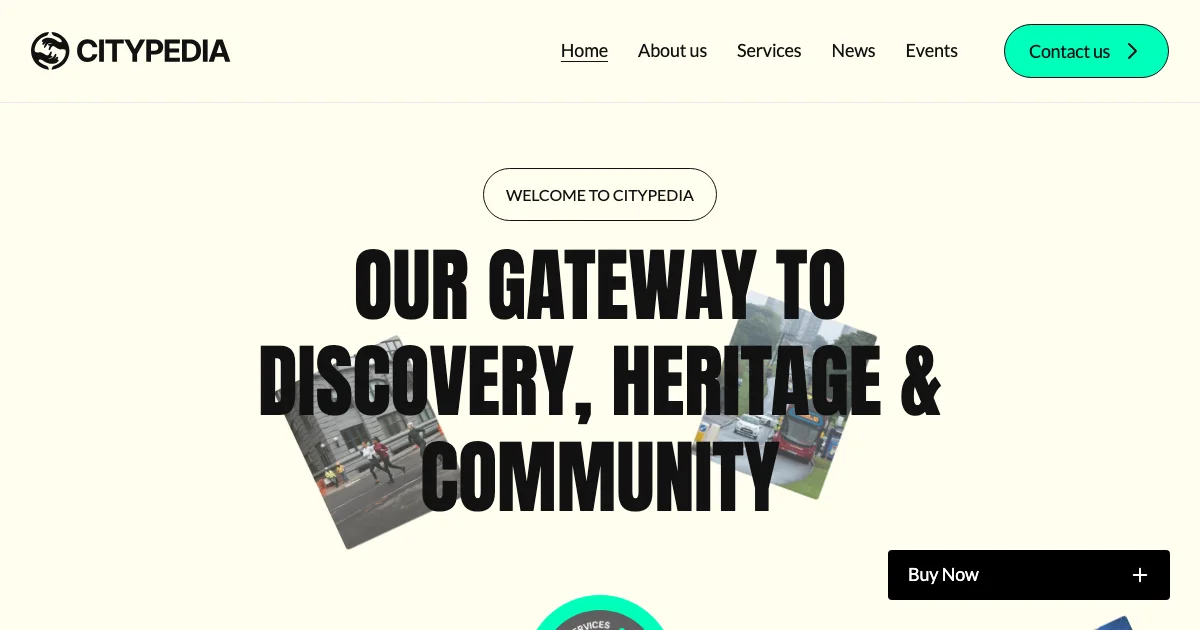 Screenshot of the Citypedia theme homepage