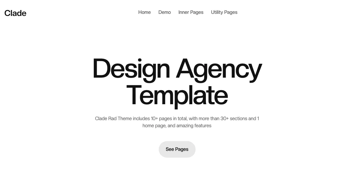 Screenshot of the Clade theme homepage