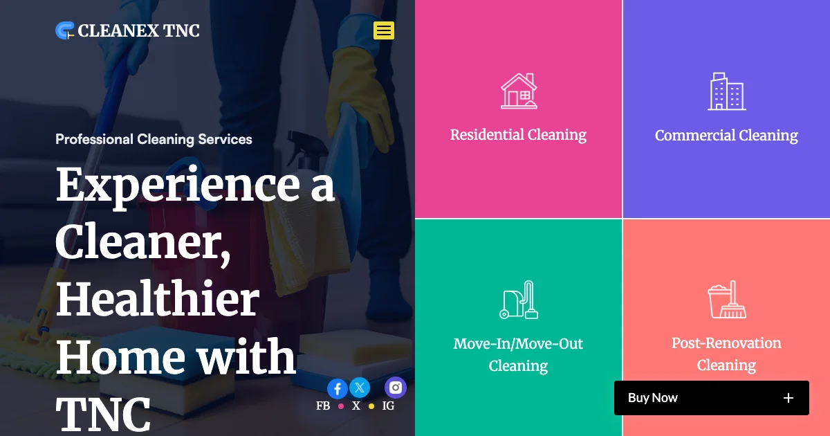 Screenshot of the CLEANEX TNC theme homepage