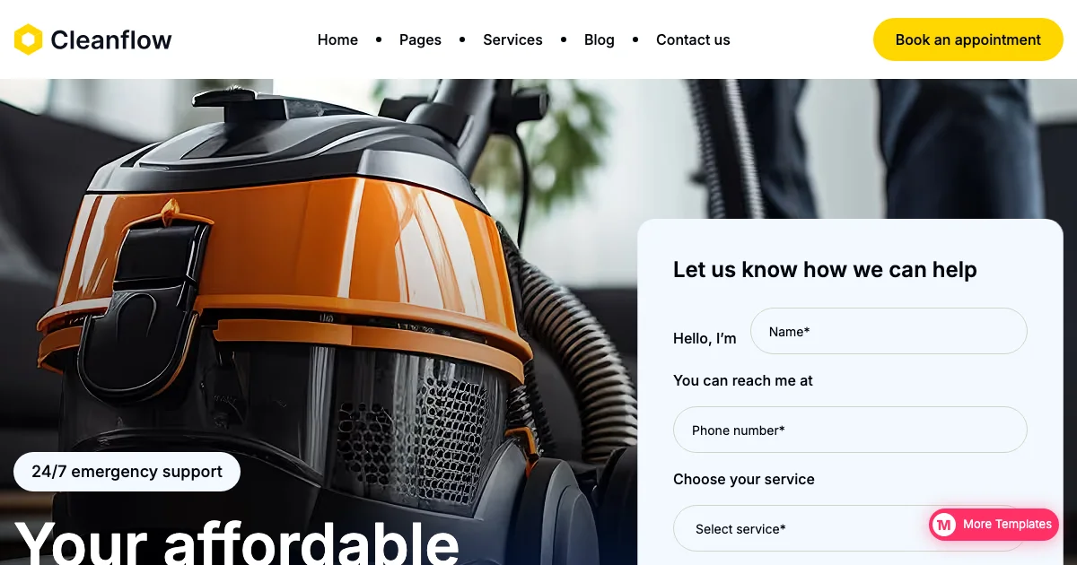Screenshot of the Cleanflow theme homepage