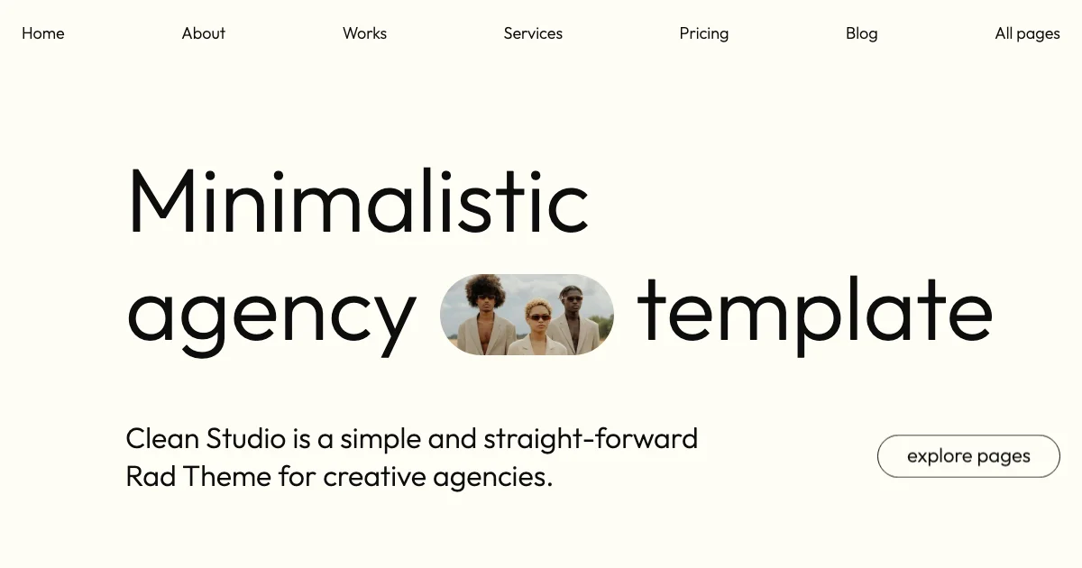 Screenshot of the Clean Studio theme homepage