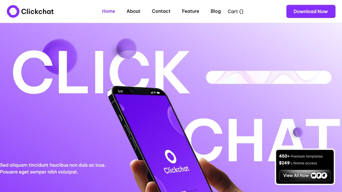Screenshot of the Clickchat theme homepage
