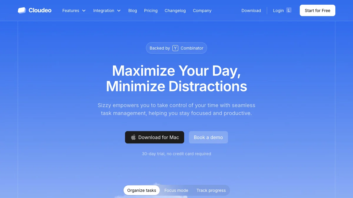Screenshot of the Cloudeo theme homepage