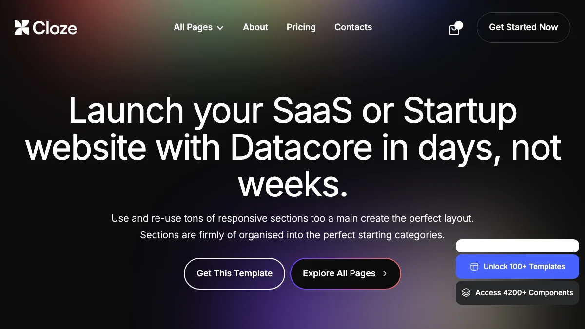 Screenshot of the Cloze theme homepage