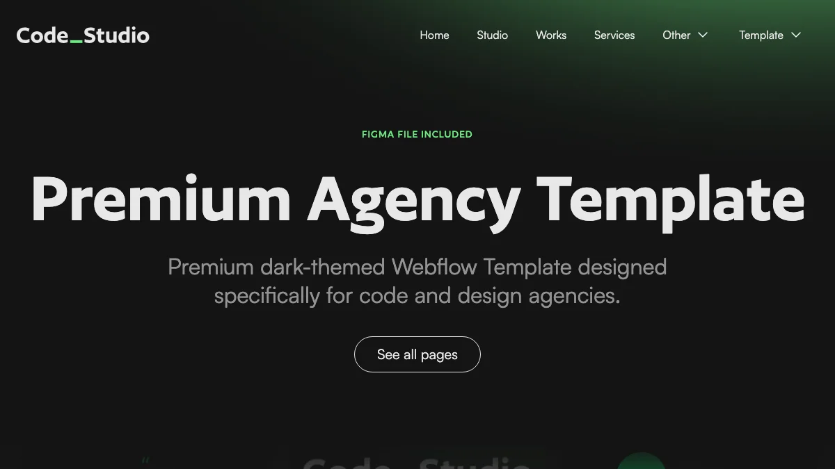 Screenshot of the Code Studio theme homepage