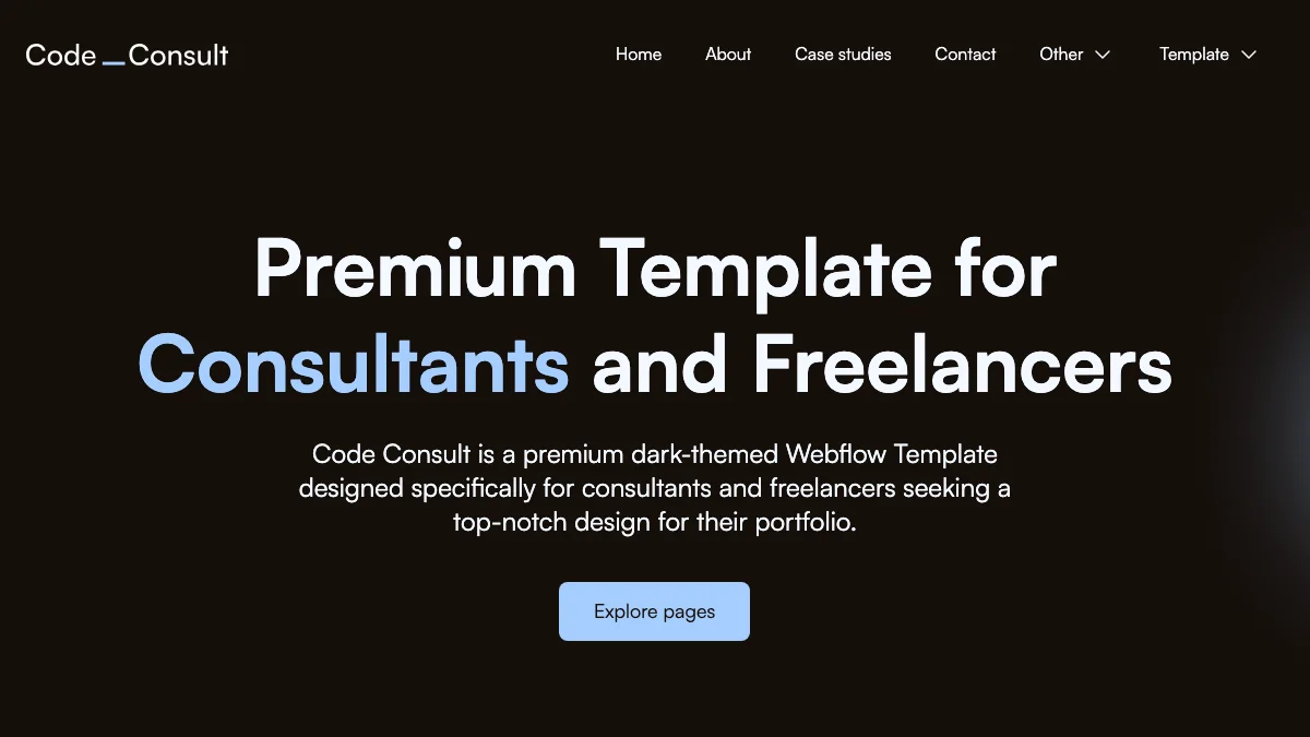 Screenshot of the Code Consult theme homepage