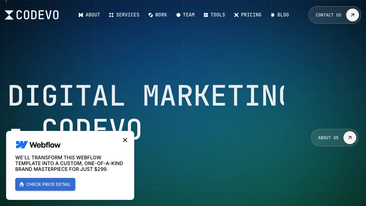 Screenshot of the Codevo theme homepage