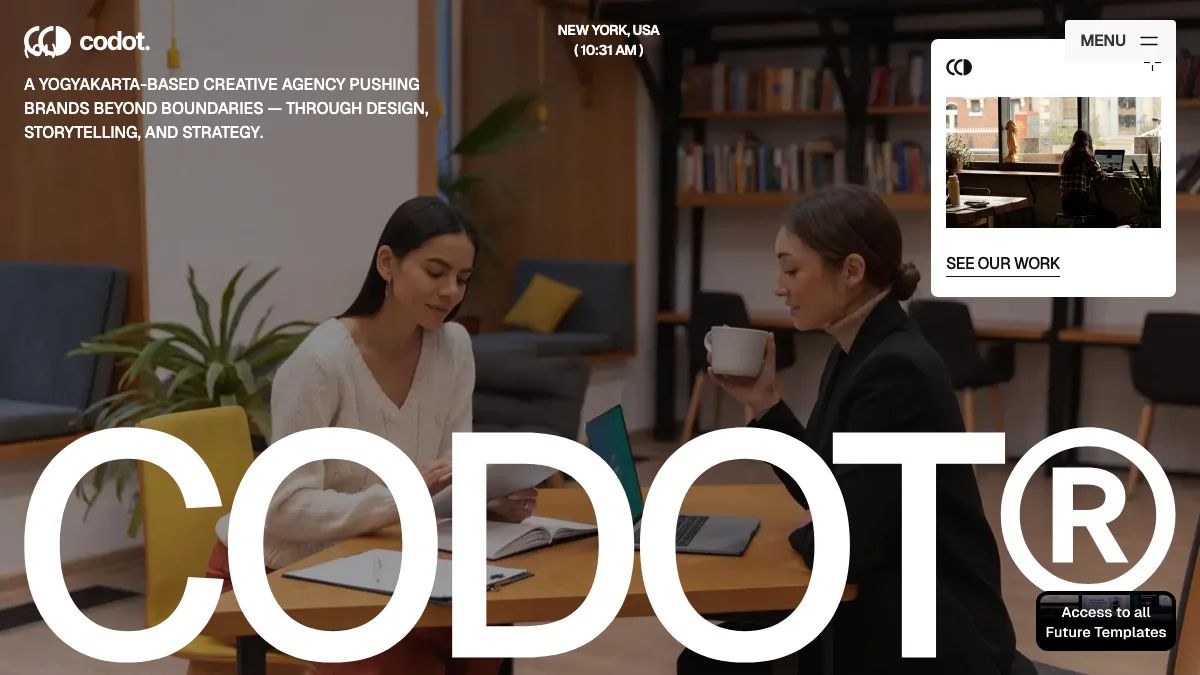 Screenshot of the Codot theme homepage