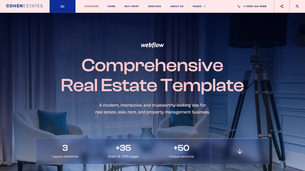 Screenshot of the Cohen theme homepage