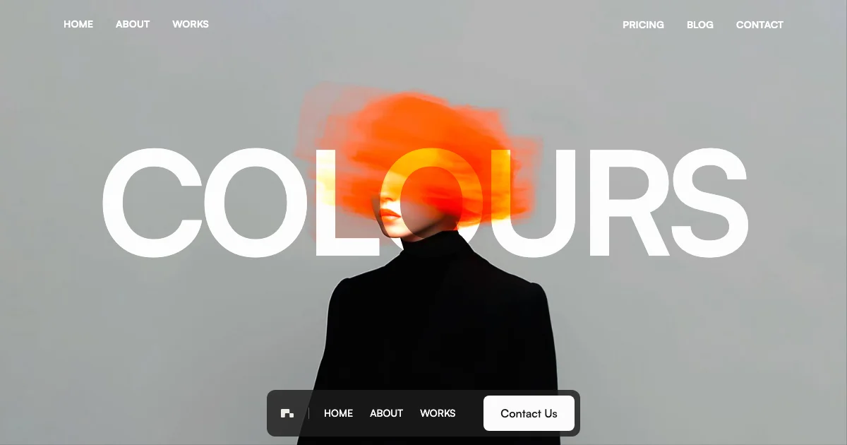 Screenshot of the Colours theme homepage