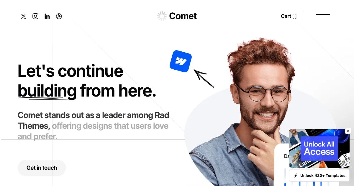 Screenshot of the Cometa theme homepage