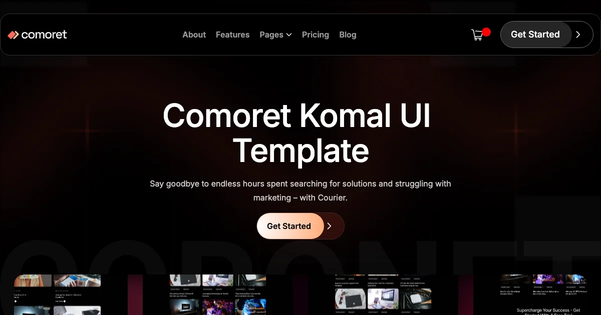 Screenshot of the Comoret theme homepage