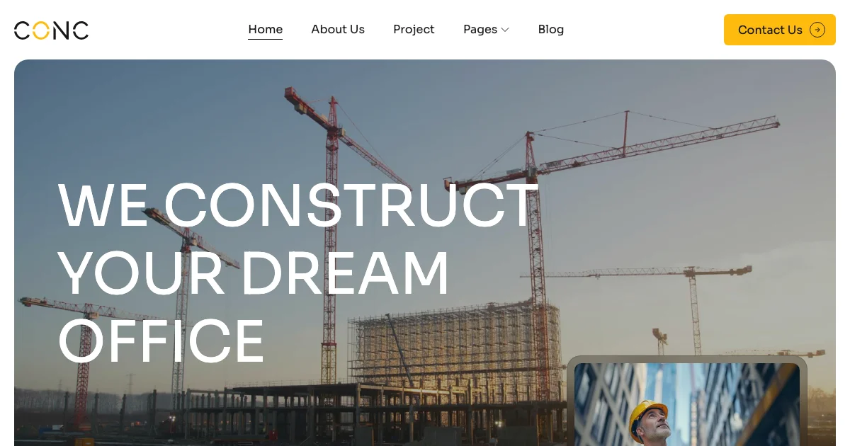 Screenshot of the Conc X theme homepage