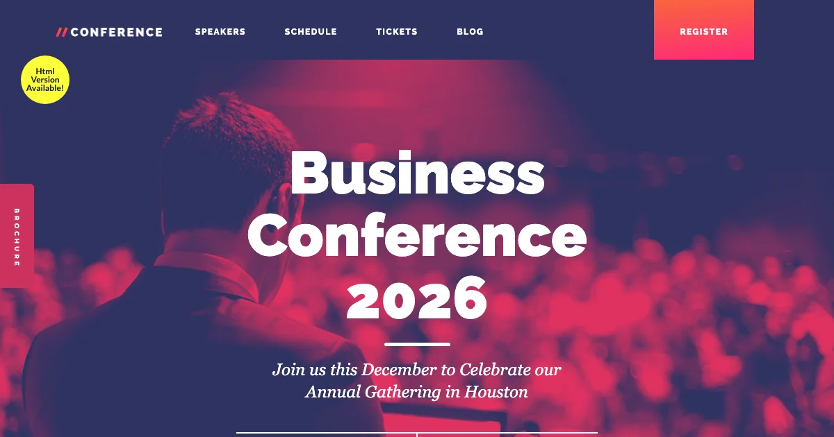 Screenshot of the Conference theme homepage