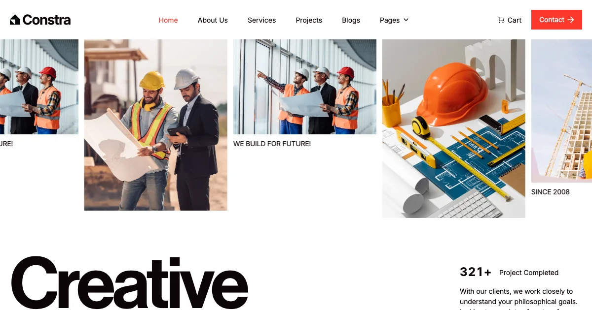Screenshot of the Constras theme homepage