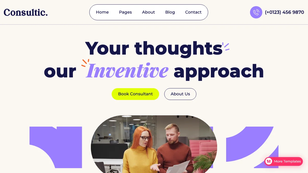Screenshot of the Consultic theme homepage