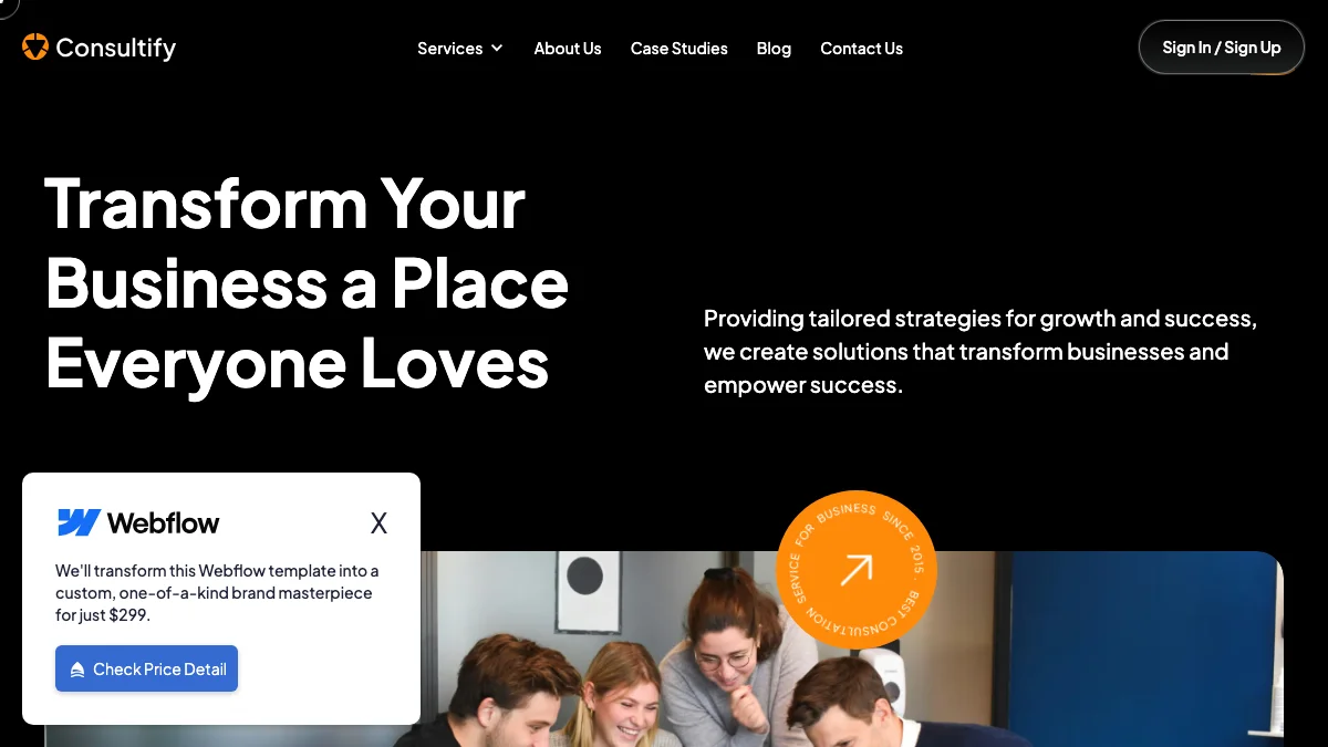 Screenshot of the Consultify theme homepage