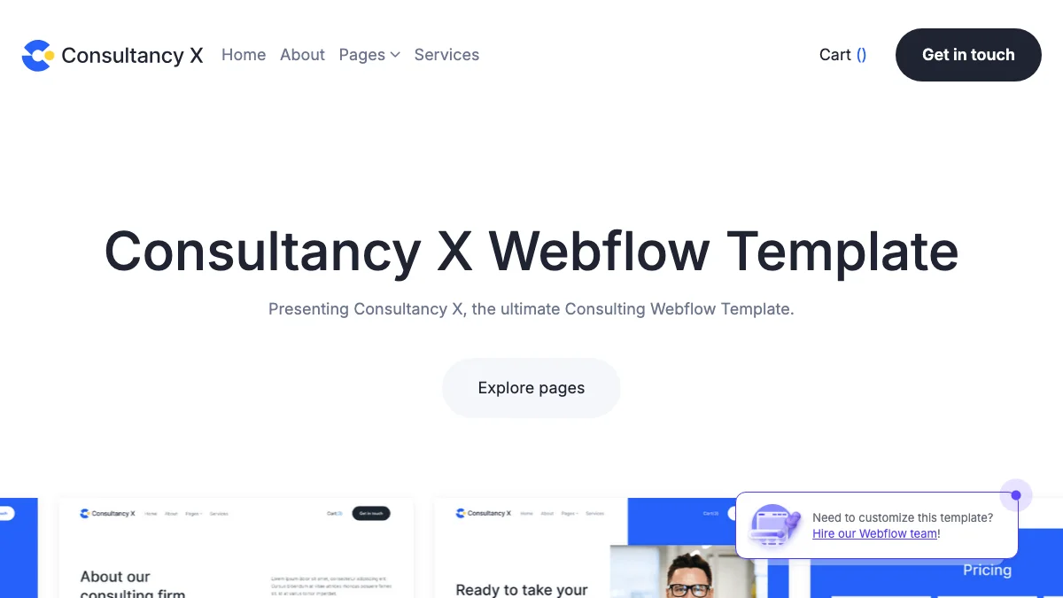 Screenshot of the Consulting X theme homepage