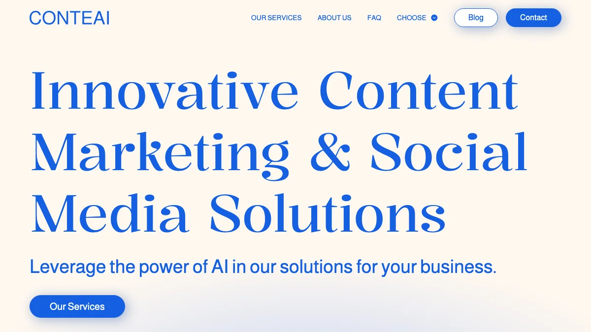 Screenshot of the Conteai theme homepage