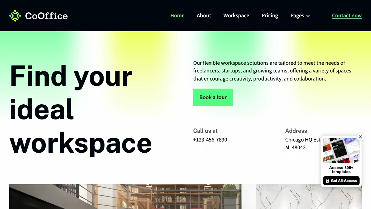 Screenshot of the CoOffice theme homepage