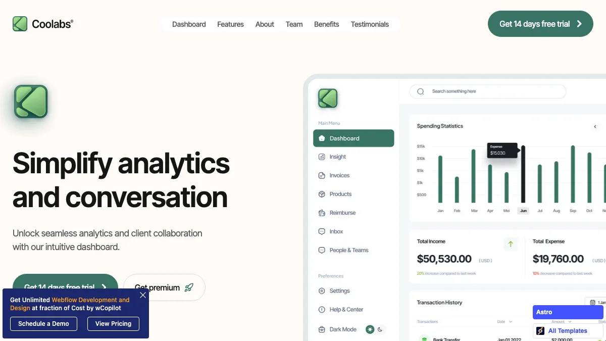 Screenshot of the Coolabs theme homepage